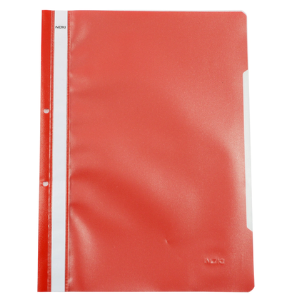 Dosar plastic Noki cu sina si perforatii, 50 buc/set, rosu