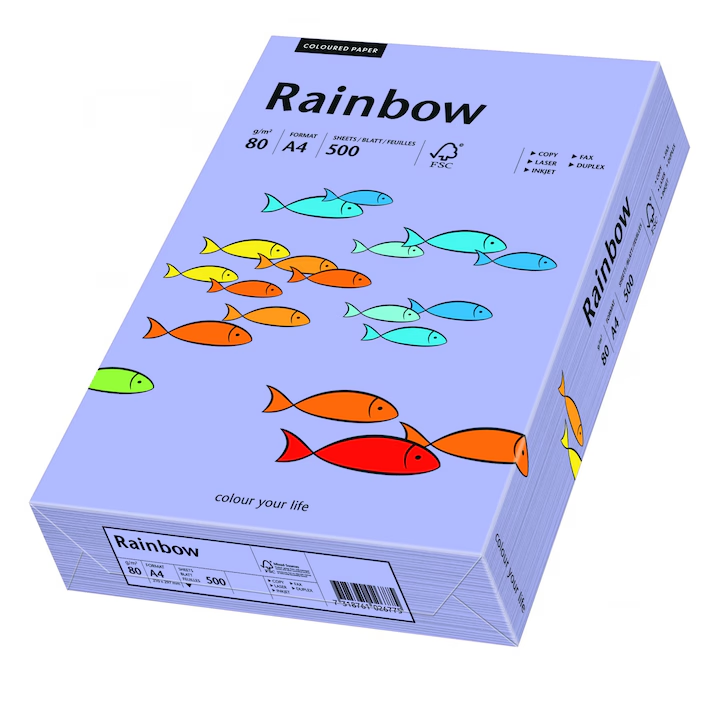 Hartie A4 colorata, 80 g/mp, Rainbow, 500 coli/top, Mov deschis