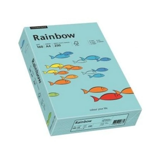 Hartie carton A4 colorata, 160 g/mp, Rainbow, 250 coli/top, Albastru pastel