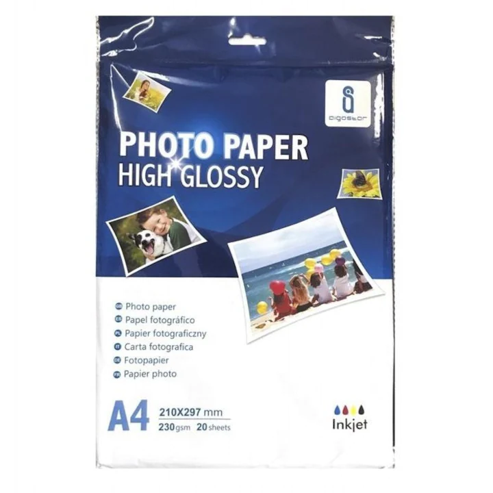 Hartie foto luciosa, Aigostar, A4, High glossy 180g/mp 20 coli
