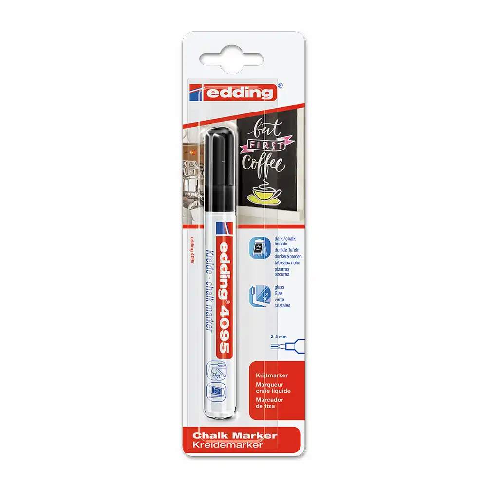 Marker Edding 4095 cu creta lichida, varf 2-3 mm, negru