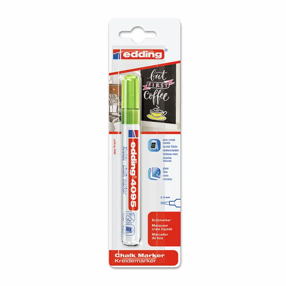 Marker Edding 4095 cu creta lichida, varf 2-3 mm, verde