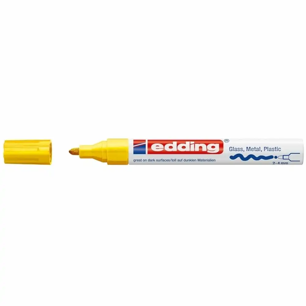 Marker permanent Edding 750 , cu vopsea, corp metalic, varf rotund, 2-2-4 mm, galben