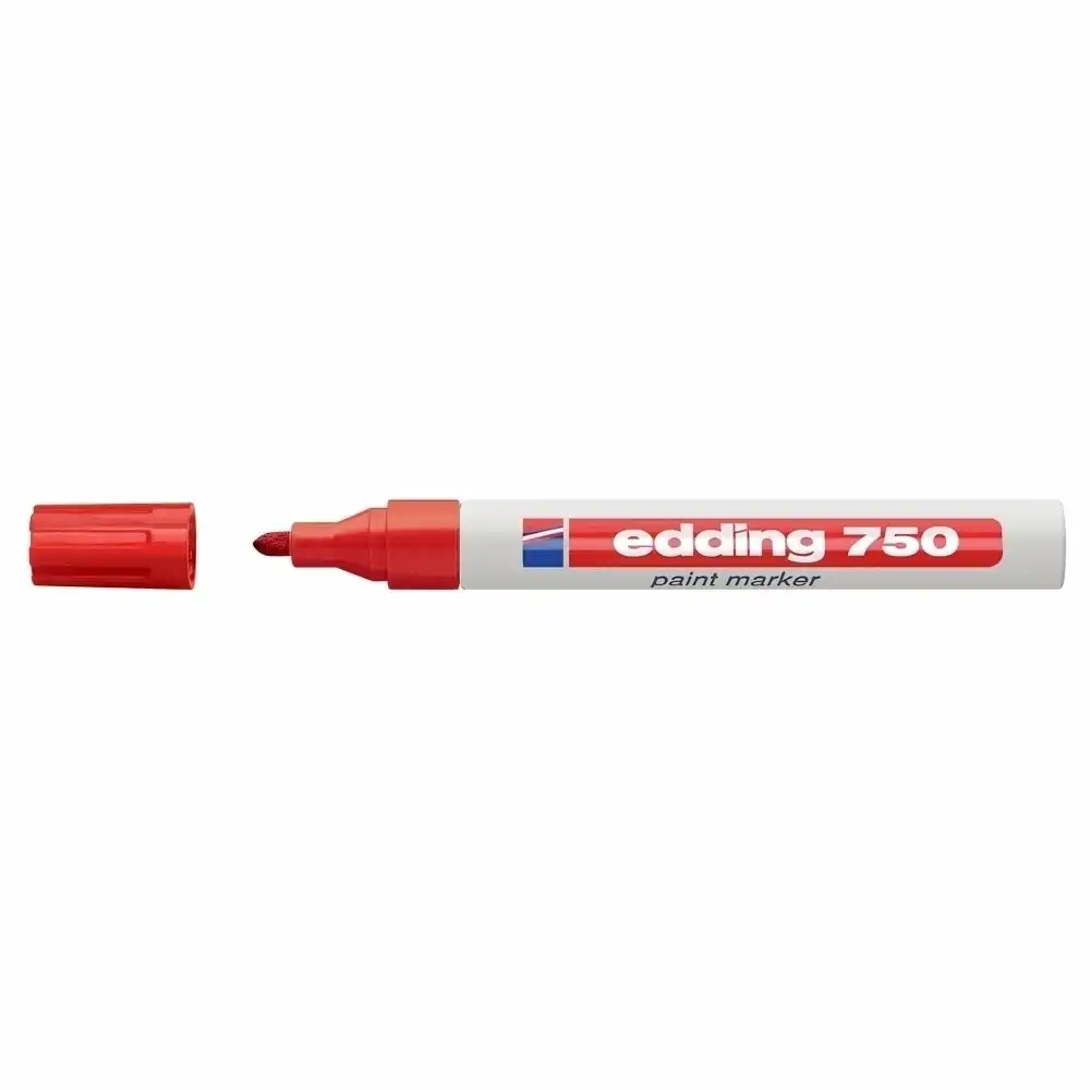 Marker permanent Edding 750 , cu vopsea, corp metalic, varf rotund, 2-2-4 mm, rosu