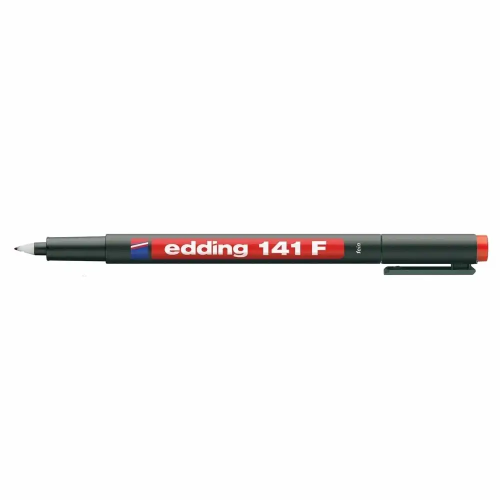 Marker permanent Edding OHP 141F, corp plastic, varf rotund, 0.6 mm, rosu