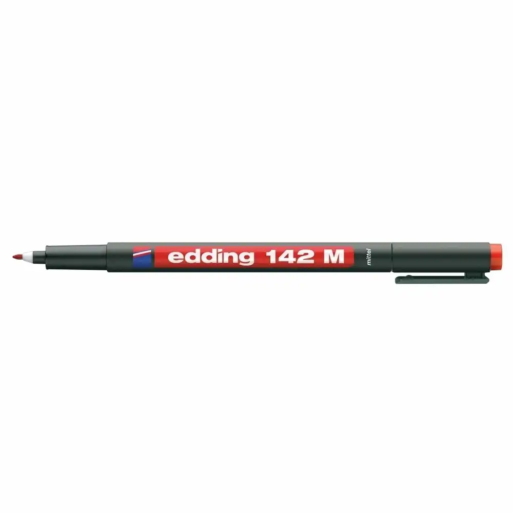 Marker permanent Edding OHP, 142M, corp plastic, varf rotund, 1 mm, rosu