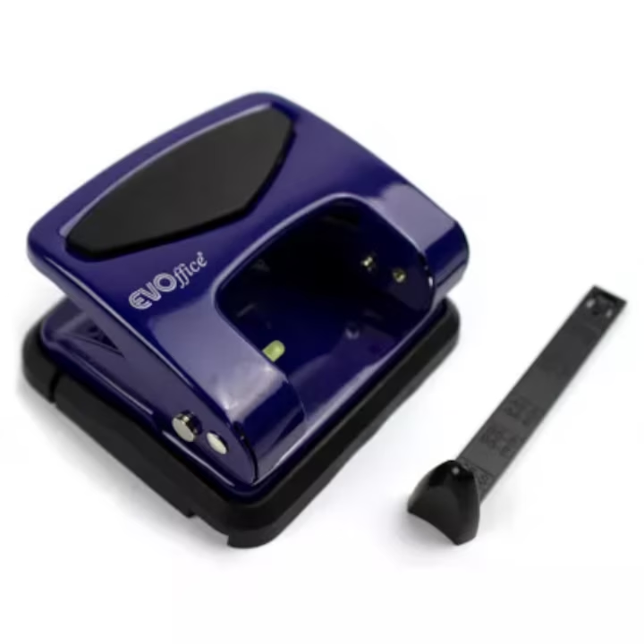 Perforator metalic 40 coli EVOffice, Perforator pentru Gaurirea Hartiei si Documentelor, albastru