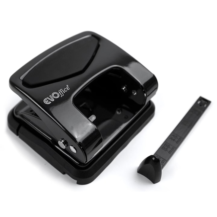 Perforator metalic 40 coli EVOffice, Perforator pentru Gaurirea Hartiei si Documentelor, negru