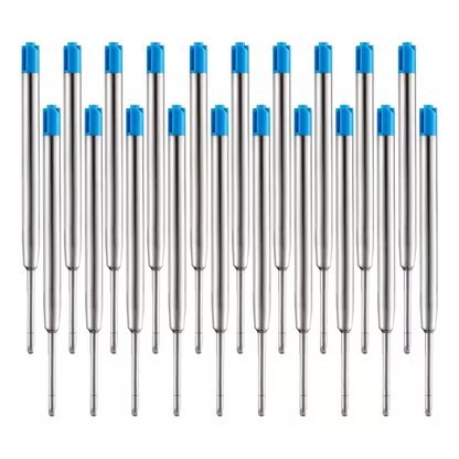 Set 20 bucati Rezerva, Mina pix tip parker metal, 1 mm, rezerve reinlocuibile, Mina pix metalica, Stilou scolar, 9.9cm, 20 x Albastru