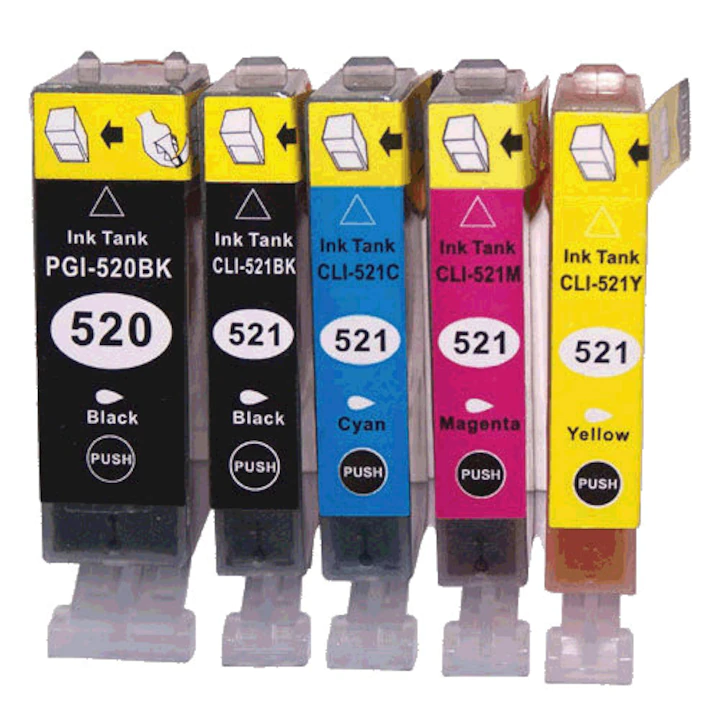 Set 5 cartuse cerneala compatibile CANON PGI 520XL, CLI 521XL