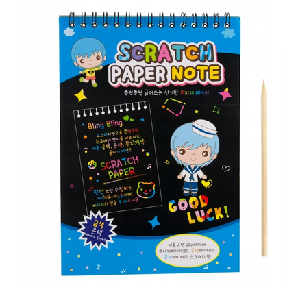 Set 10 planse razuibile, Scratch Paper Note, creion de lemn inclus, albastru