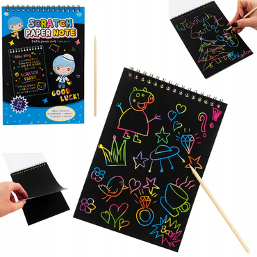 Set 10 planse razuibile, Scratch Paper Note, creion de lemn inclus, albastru