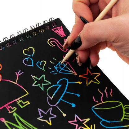 Set 10 planse razuibile, Scratch Paper Note, creion de lemn inclus, albastru