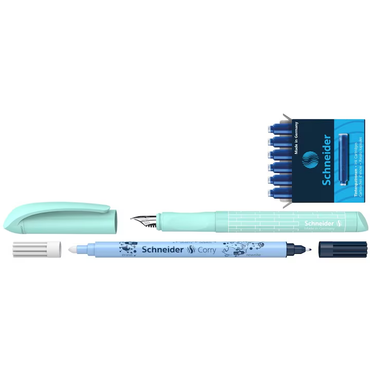 Set Schneider Easy Pen cu Stilou, Pic si 6 rezerve cerneala, blister, Bleumarin