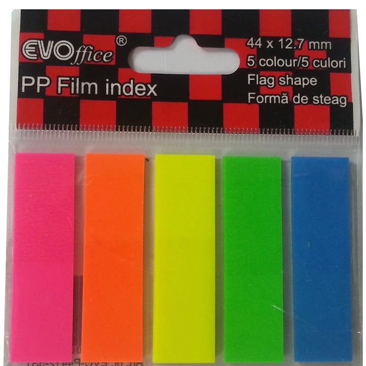 Stick index EVOffice, forma steag, 5x20 file, Multicolor