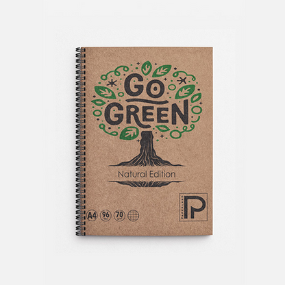 Caiet studentesc, PAPERLAND, cu spirala, A4, 96 file, matematica, 70g/mp, coperta kraft Go Green