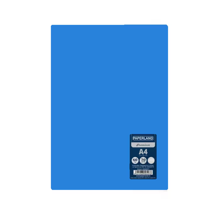Caiet studentesc, PAPERLAND, A4, 60 file, capsat, dictando, 70g/mp, coperta plastic, albastru