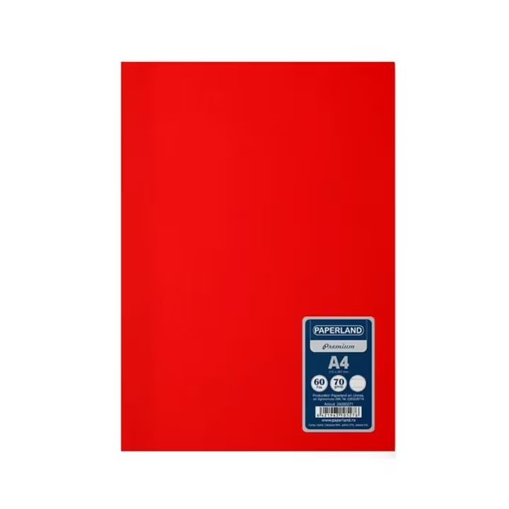 Caiet studentesc, PAPERLAND, A4, 60 file, capsat, dictando, 70g/mp, coperta plastic, rosu