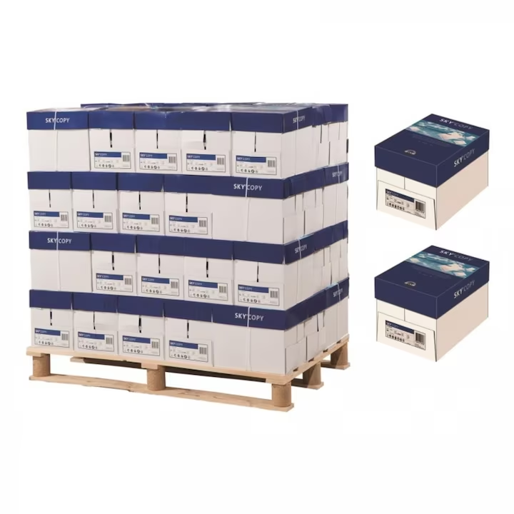 Palet 200 topuri hartie copiator SKY COPY, 80g/mp, 500coli/top, 200 topuri/palet, grad de alb CIE: 146 %