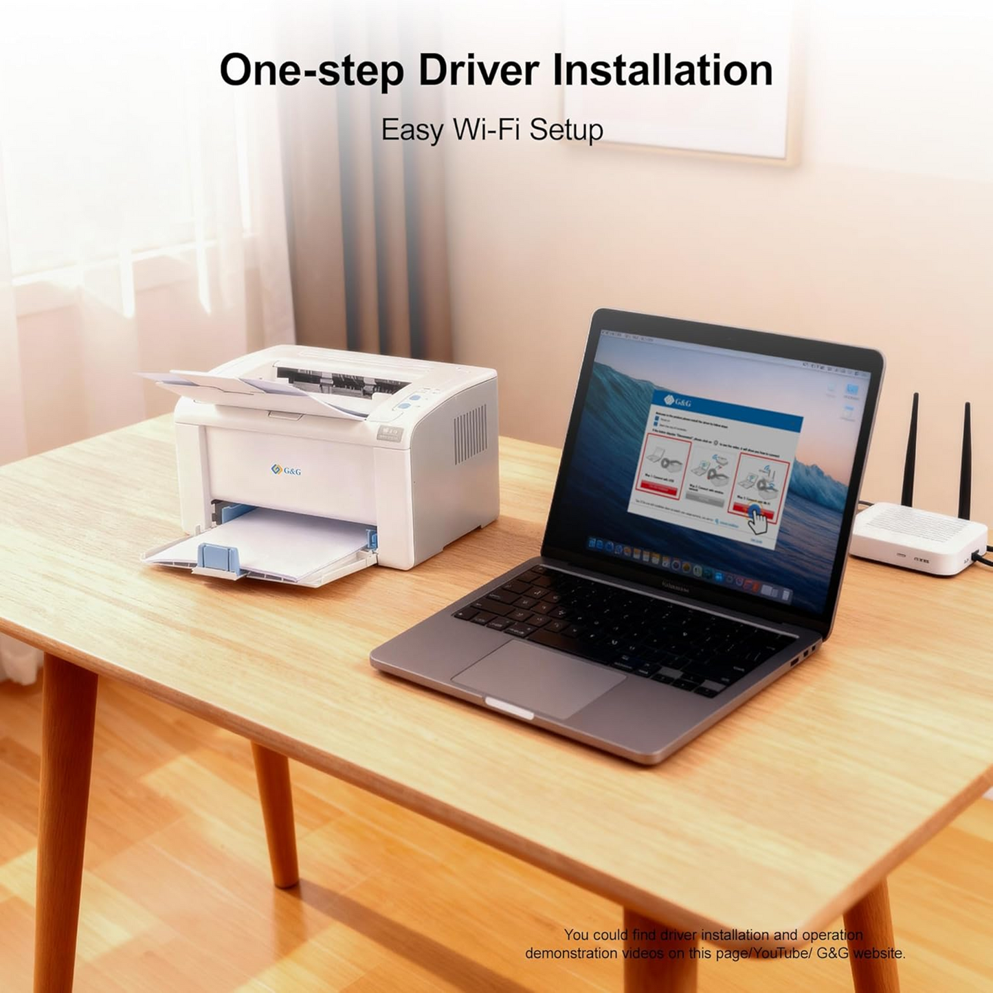 Imprimantă laser G&G P2022W, Wireless, 22 ppm, rezoluție 1200x1200 dpi, alb-negru, compactă