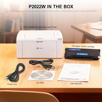 Imprimantă laser G&G P2022W, Wireless, 22 ppm, rezoluție 1200x1200 dpi, alb-negru, compactă