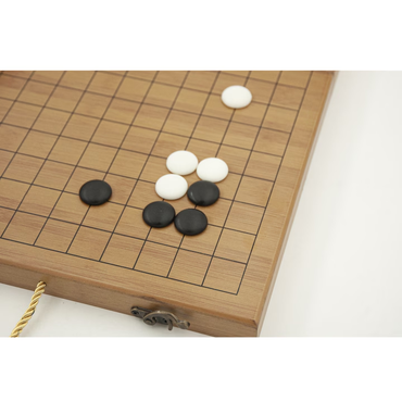 Joc de societate, strategie GO, tabla mare lemn, tip cutie, 19 x 19, 360 piese in cutii de lemn