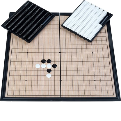 Joc de societate, strategie GO, magnetic, 19 x 19 linii, 360 piese, dimensiuni de calatorie 24 cm