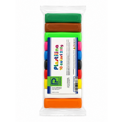 Plastilina Paperland, Reutilizabila, Non-Toxica, 200 g, Set 10 Culori, Modelaj si Activitati Creative
