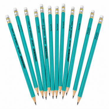 Set 12 Creioane Grafit, Negru, HB cu Radiera, Paperland, Colectia Hawaii Neon, Turquoise