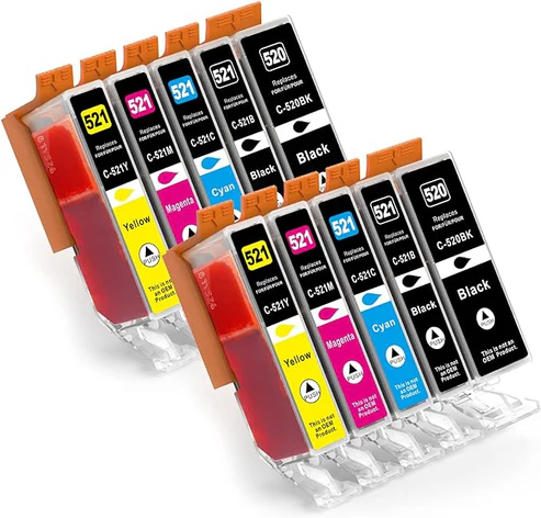 Set 10 cartuse cerneala compatibile CANON PGI 520XL, CLI 521XL